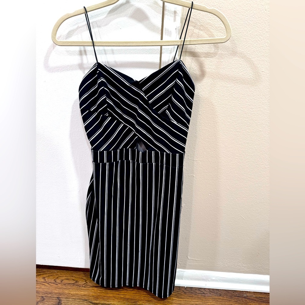 Beautiful black dress with white stripe
